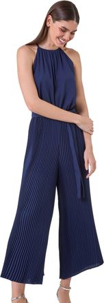 Roman Womens Pleated Halter Neck Jumpsuit - Navy - Size 14 UK
