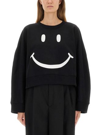 Moschino Black Graphic Crew Neck Sweatshirt