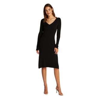Calvin Klein Iconic Rib Sweater Dress - Dames - Casual kleedjes - Zwart - S - Kleedjes