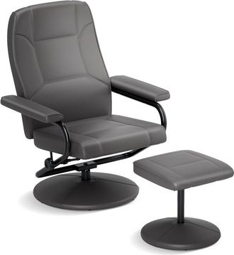 Costway Reclining Chair 360&deg;Swivel Recliner with Adjustable Backrest-Grey
