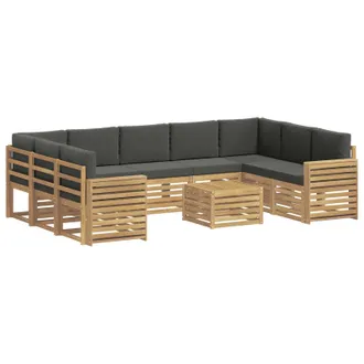 vidaXL Set Di Divani Da Esterno 10 Pz Bianco E Antracite Poliestere Vidaxl