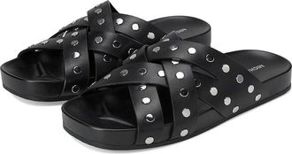 Michael Kors Irene Flat Sandal Womens Sandals Black : 6.5 M, Leather