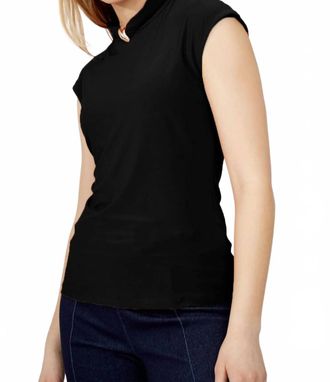 Frank Lyman Design Mirabelle Mock Neck Cap Sleeve Pullover Top In Black