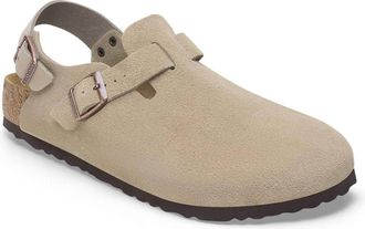 Birkenstock Womens Tokio Ii Suede Clogs In Taupe