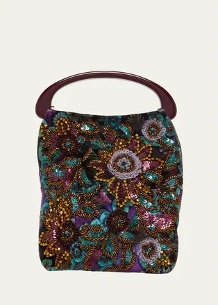 Dries Van Noten Small Bead Embroidered Top-Handle Bag