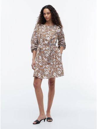 Tommy Hilfiger Womens Floral Print Mini Dress - Brown - XXL