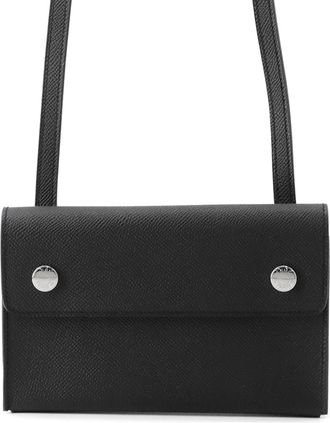 Herm&egrave;s Black Epsom Leather Chain/Shoulder Wallet (Pre-Owned)