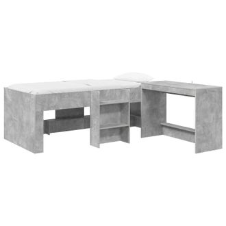 vidaXL Letto Alto Per Bambini Con Scrivania Grigio Cemento 75 X 190 Cm Vidaxl
