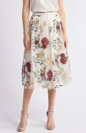 Nikki Lund Virginia Floral Midi Skirt in Ivory at Nordstrom, Size X-Small