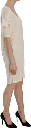 Costume National Womens Cream Round Neck Knee Length Dress Cotton Blend