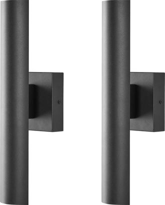 Beliani Conjunto De 2 L&aacute;mparas Led De Pared Exterior De Metal Estilo Moderno Puerta Principal Porche Negro Koros