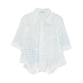 Ermanno Scervino Shirts, female, Blue, Size: S Silk Shirt