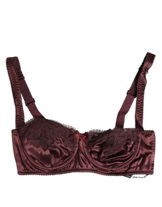 Dolce & Gabbana Burgundy Silk Underwired Balconette Bra Womens Underwear