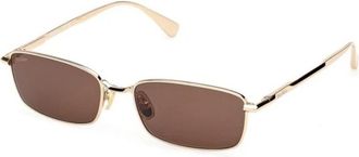Max Mara Rechthoekige Zonnebril - Dames - Zonnebrillen - Geel - 55 MM - Accessoires