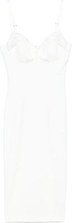 Elisabetta Franchi Satijnen Strik Cr&ecirc;pe Midi Jurk - Dames - Casual kleedjes - Wit - XS - Satijn - Kleedjes