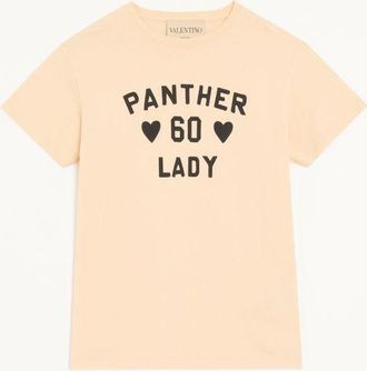 Valentino T-Shirt In Jersey Di Cotone Stampa Panther Lady Donna BETULLA/NERO XL