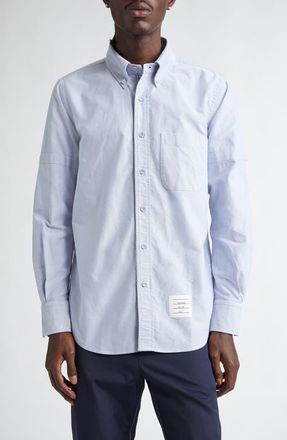 Thom Browne Straight Fit Cotton Oxford Button-Down Shirt in Light Blue at Nordstrom, Size 0