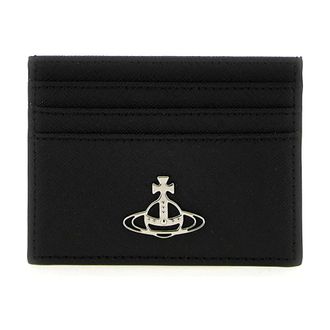 Vivienne Westwood Orb Logo Kaarthouder - Dames - Accessoires - Zwart - Maat: ONE Size Leer