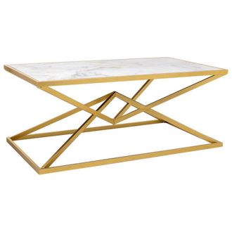Wanderlust Deco Mesa de centro rectangular de metal dorado 110x60x45