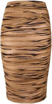 Elisabetta Franchi Short Skirts, female, Brown, Size: XL Calf-length Jersey Skirt