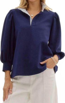 Entro Beckham Pullover Top In Navy