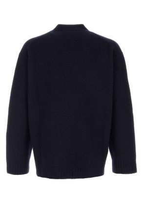 Jil Sander Mens Dark Blue Wool Cardigan 402 Lana Maglie