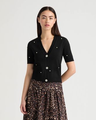 NVLT Womens Cardigan Sweater with Pearls