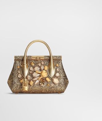 Dolce & Gabbana Day Mini Marlene Handbag In Brocade With Embroidery - Woman Gold Onesize