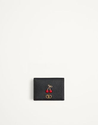Valentino Garavani Portafoglio Cherryfic In Vitello Granato Donna NERO UNI