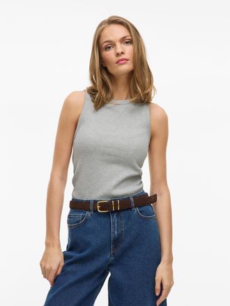 Vila Tanktop VILA VISOLA S/L TANK TOP - NOOS, Damen, Gr. XS, grau (light grau melange), Jersey, Obermaterial: 57% Baumwolle, 38% Polyester, 5% Elasthan, un
