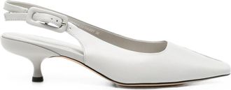 Sergio Moretti Gray Sleek Kitten Heel Adjustable Slingback Strap Dress Pumps