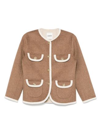 Sandro button-down jacket - women - Polyamide/Wool - 38 - Brown