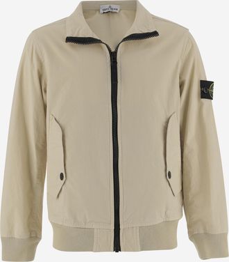 Stone Island Kids Jacket Stretch Cotton Beige Cotton; Elastane