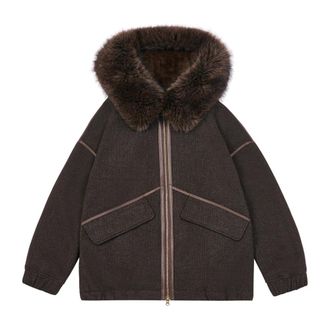 Cesare Gaspari Nord Hood Faux Fur Jacket - - Jackets - Donna - Marrone - M