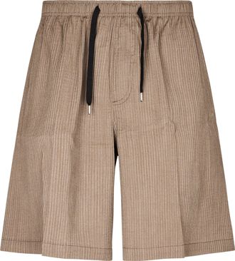 Cellar Door Relaxed-Fit Dove Grey Shorts with Vertical Pinstripe