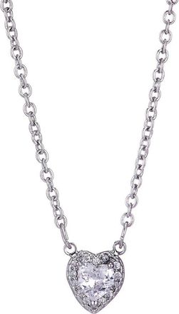 Adornia Cubic Zirconia Halo Heart Pendant Necklace in Silver at Nordstrom Rack