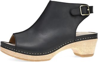 Dansko Dansko Lizzy Sandals Womens 7.5-8 Black Peep Toe Ankle Strap Block Heel HAM627