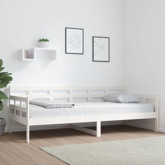 vidaXL Sof&aacute; Cama Sin Colch&oacute;n Madera Maciza De Pino Blanco 90x200 Cm Vidaxl