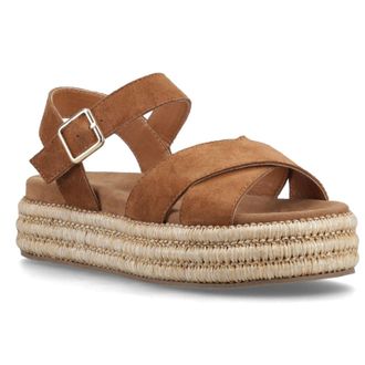Hush Puppies Rosa Rafia Leather Womens Tan Sandals - Size UK 4
