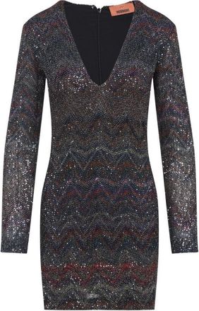 Missoni Fitted Mini Dress With Multicolored Zigzag
