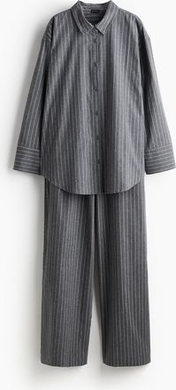 H&M Pyjama aus Baumwollflanell - Grau