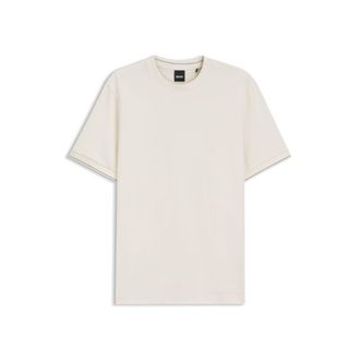 BOSS Structured cotton T-shirt with cuff stripes
