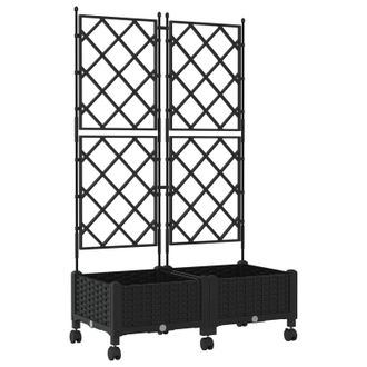 vidaXL Jardinera Con Enrejado Y Ruedas 2 Uds. Negro 80 X 40 X 131,5 Cm Vidaxl