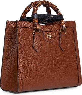 Gucci Womens Shopping Bag Diana Tan Calf Leather Brown Handbags Hand