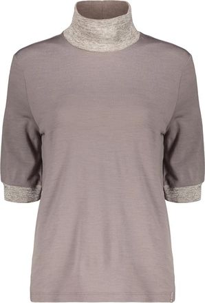 Herno Short-Sleeve High-Collar Blouse - Dames - T-shirts - Bruin - M - Katoen - Tops