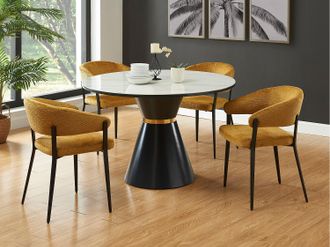 Vente-Unique Sedia con braccioli in Tessuto e Metallo Nero Giallo senape - Lotto di 2 - AVRELA