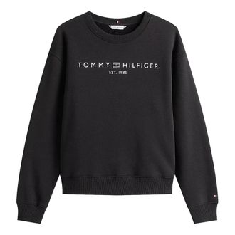 Tommy Hilfiger Logo Crewneck Sweatshirt - Dames - Sweatshirts - Zwart - 2XS - Katoen - Hoodies & sweatvesten