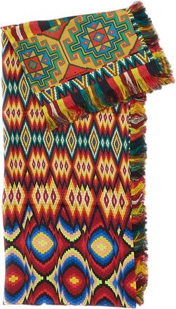 Pierre-Louis Mascia Multicolor Geometric Print Fringed Silk Shawl