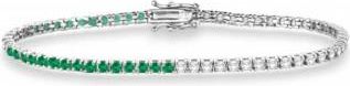 Allurez Diamond & Emerald Eternity Tennis Bracelet 14K White Gold (3.66ct)