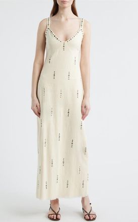 Rag & Bone Aubrey Grommet Trim Linen & Cotton Maxi Dress in Ivory at Nordstrom, Size 00